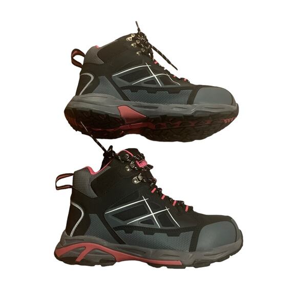 Larnmern Steel Toe Work Boots Black Pink Size 8 - Picture 2 of 8